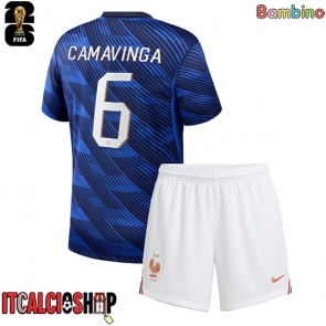 Francia Eduardo Camavinga #6 Prima Maglia Bambino Mondiali 2026 Manica Corta (+ Pantaloni corti)